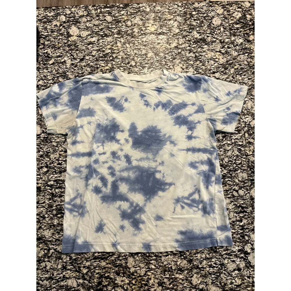 Original Use Mens Large Blue White Tie Dye Short Sleeve Crew Neck T-Shirt L